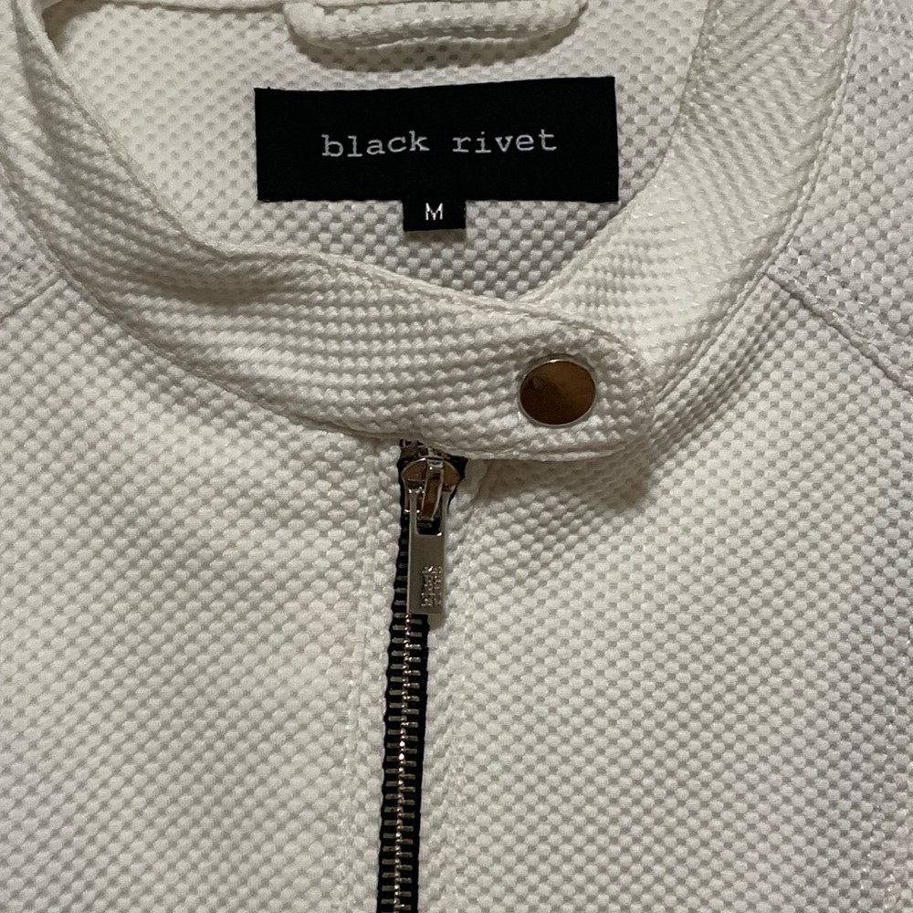 Black Rivet White Jacket Textured Women's Size M zipper sleeve - Picture 5 of 16